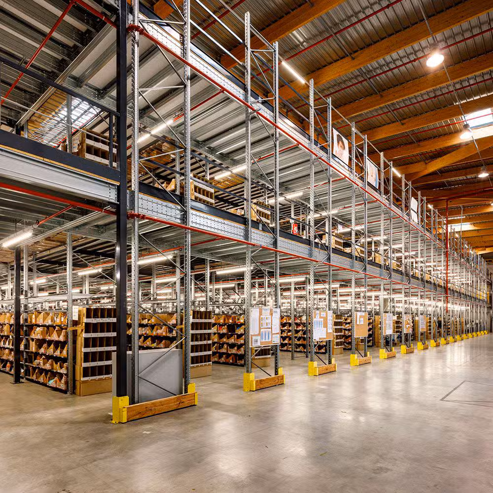 Rayonnage industriel avec plateforme de stockage en hauteur pour entrepôt en Bourgogne